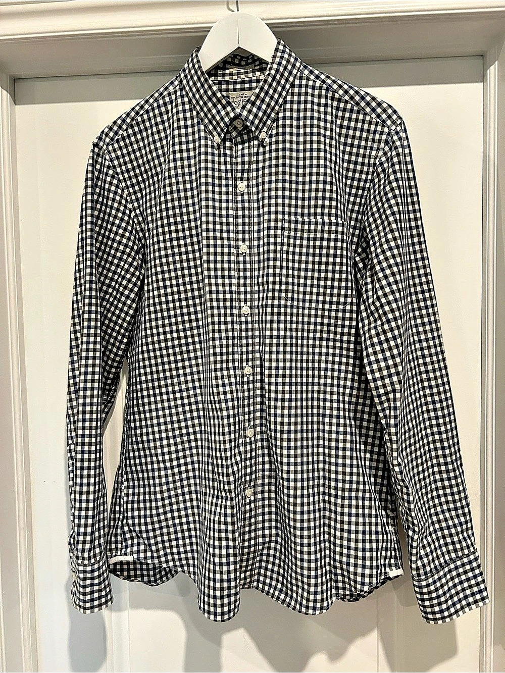 J.Crew Slim 2-Ply Cotton Shirting Gingham Button-Down Shirt Men's Medium